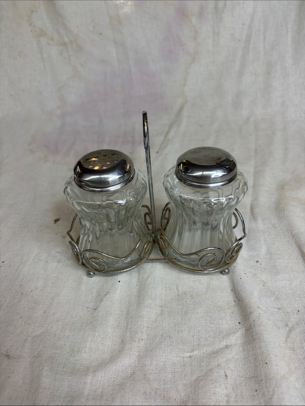 Glass Salt and Pepper Shaker Set with Silver Tops